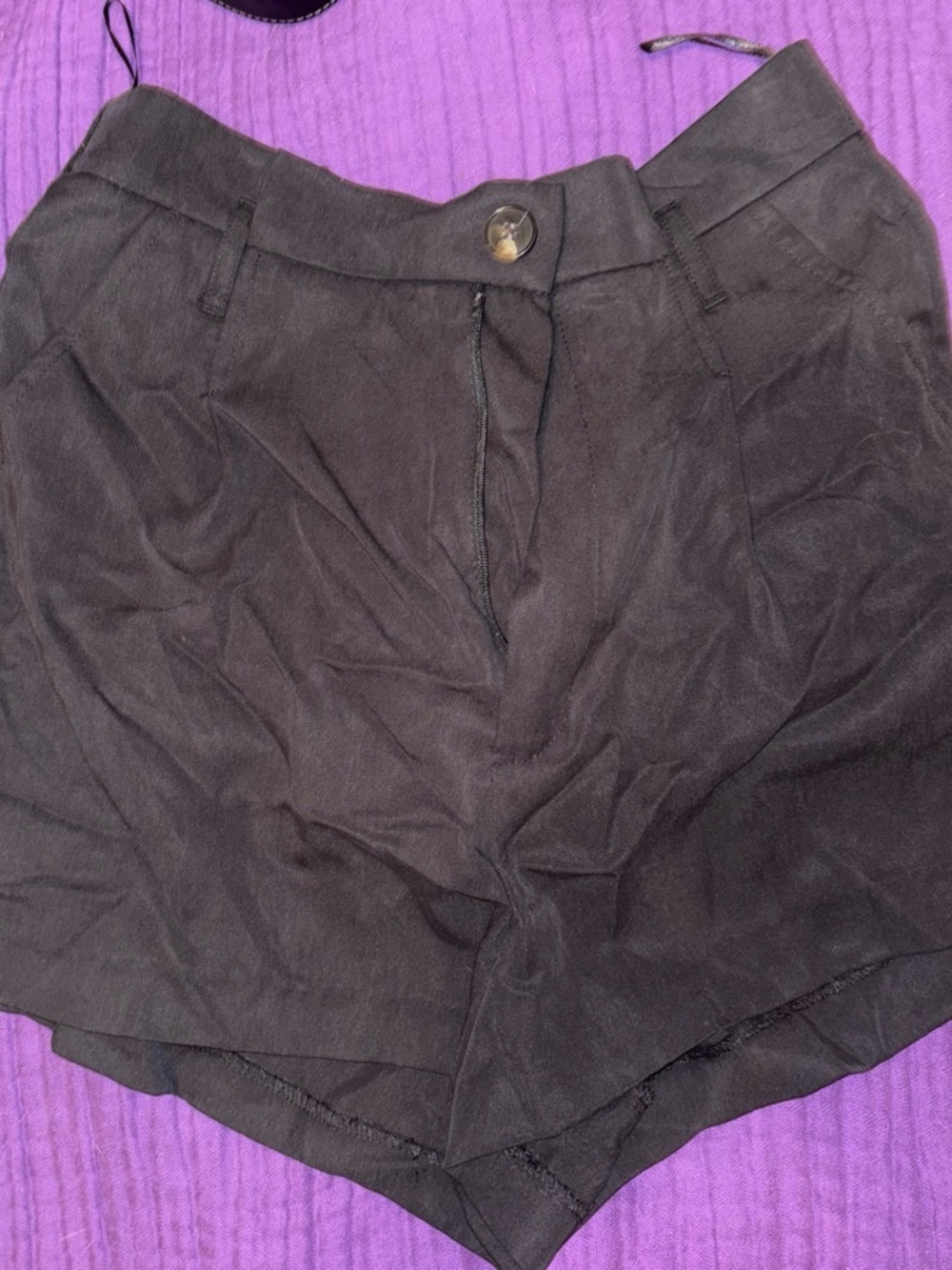 Zara High-Waist Black Tailored Shorts